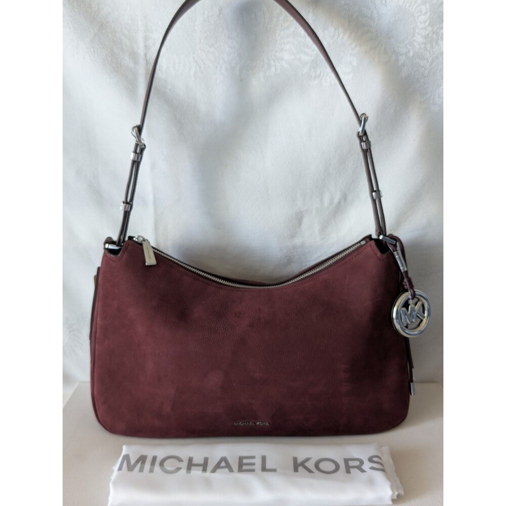 NWT Michael Kors Nolita Medium Nubuck Leather Shoulder Bag Oxblood Burgundy